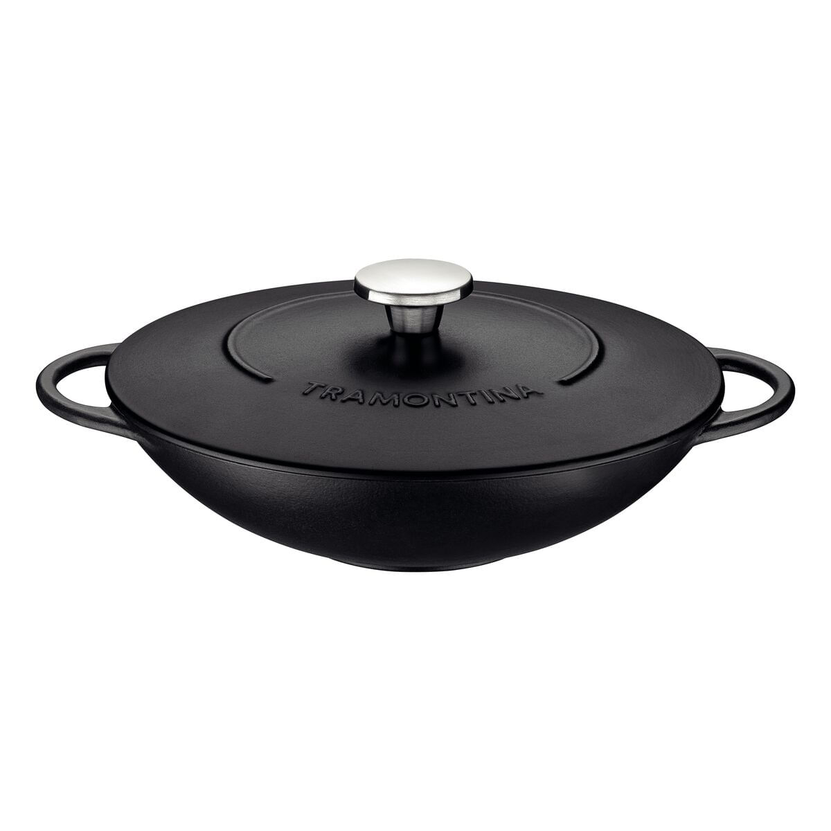 WOK TRAMONTINA 32CM 5L TRENTO FERRO PRETO ANTIADERENTE STARFLON EXCELLENT 20806/032