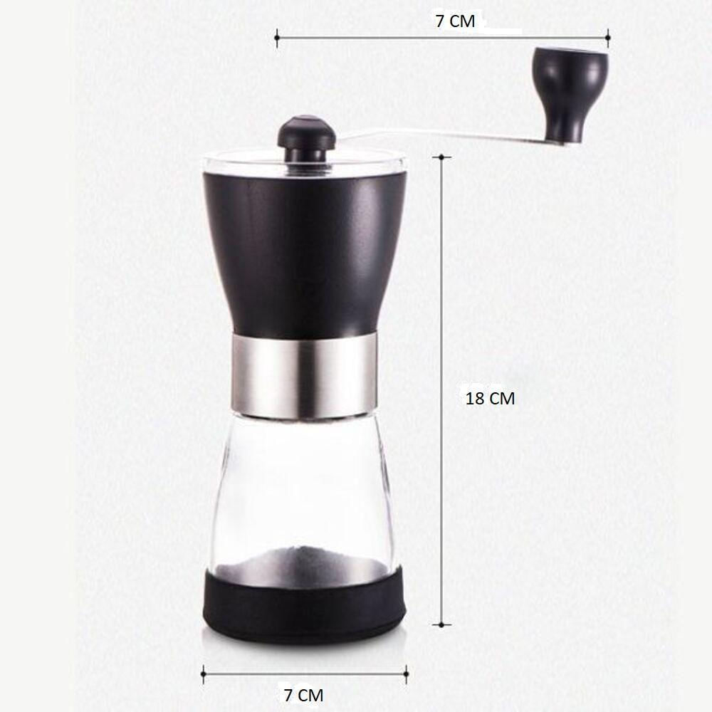 Moedor De Cafe Manual Inox Vidro Moinho Graos Mesa Luxo Vintage