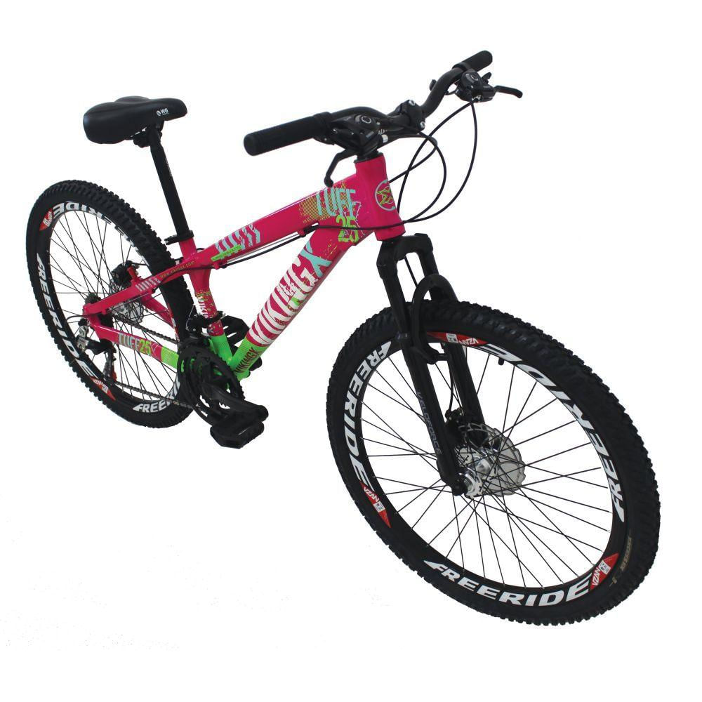 Bicicleta X TUFF25 Aro 26 Freio a Disco Shimano Rosa Viking