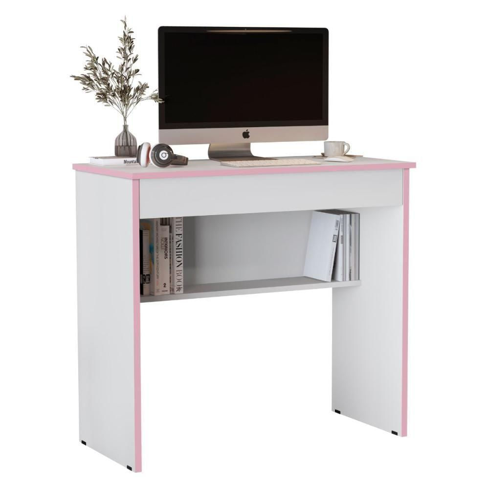 Mesa Escritório 1 Gaveta Columbus 2.0 Branco Rosa