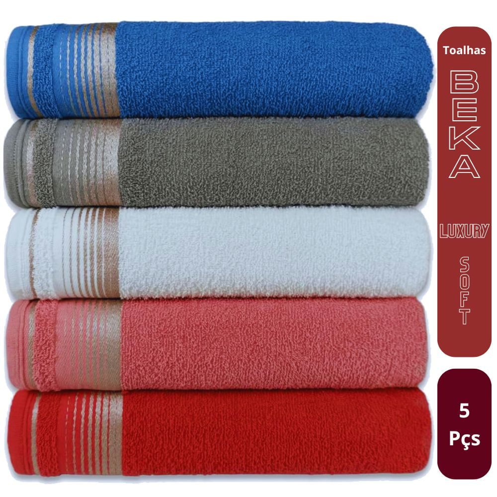 Kit com 5 Toalhas de Banho Luxury Soft Beka 360 g/m²  Sortidos