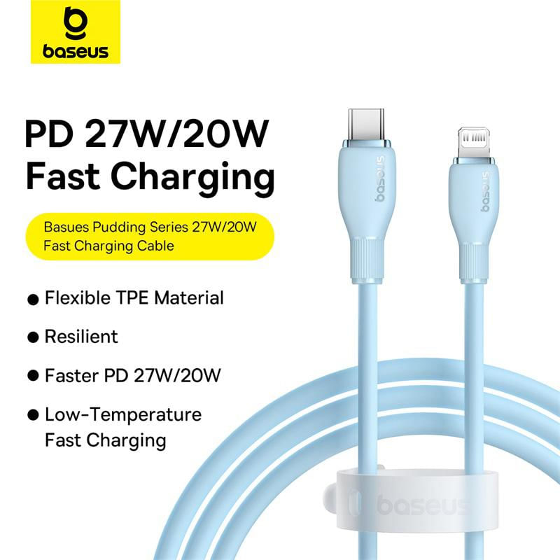 Cabo de Carregamento Rápido Baseus Pudding Type-C para iPhone 20W 1,2m / preto