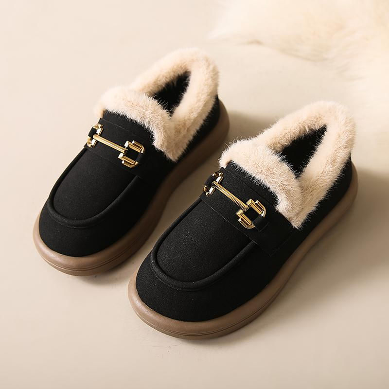 Botas de Inverno Femininas Estilo Casual com Pelúcia e Tamanhos Grandes EU: 35 / preto