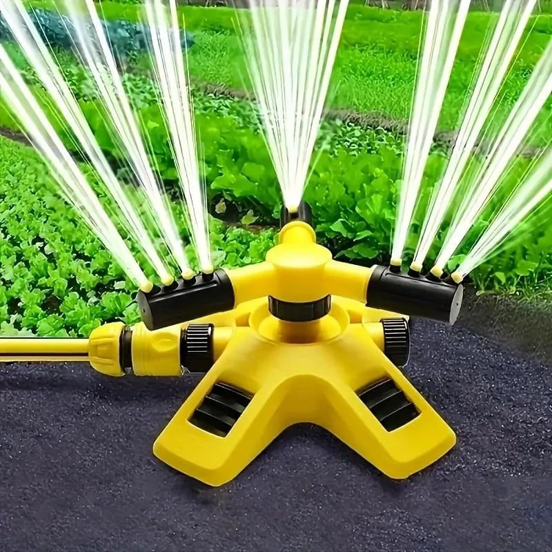 Aspersor de Jardim Plástico Rotativo 360° para Irrigação amarelo