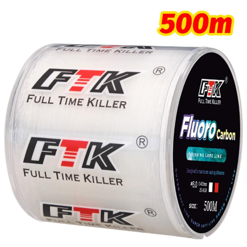 Linha de Pesca Monofilamento FTK 500m Multicolorida de Nylon 3.0-14.85LB / branco