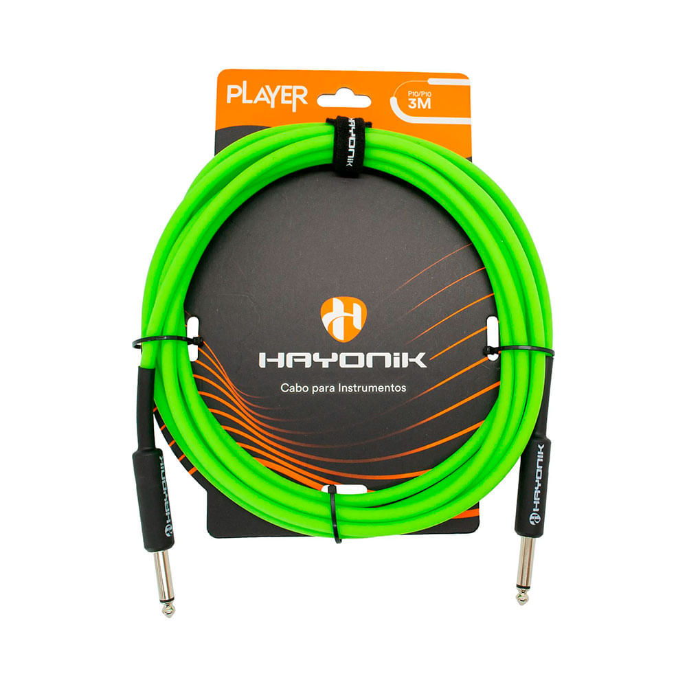 Cabo P/ Instrumentos Hayonik Player P10 x P10 Verde 3 Metros - CB0545