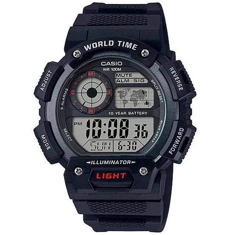 Relógio Casio Masculino Ref: Ae-1400wh-1avdf Digital World Time