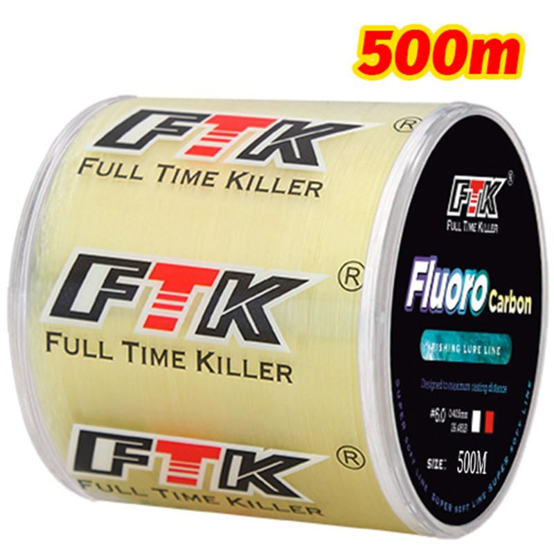 Linha de Pesca Monofilamento FTK 500m Multicolorida de Nylon 1.5-7.15LB / amarelo