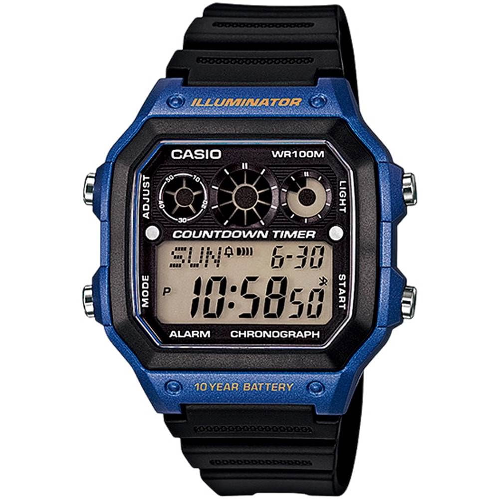 Relógio Casio Masculino Ref: Ae-1300wh-2avdf Digital Retangular