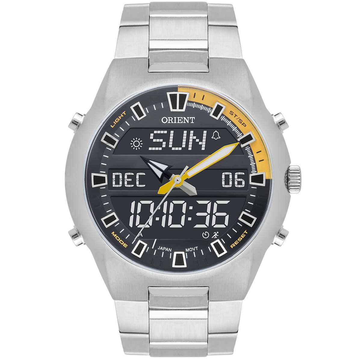 Relógio Orient Masculino Ref: Mbssa050 Gysx Anadigi GMT Prateado