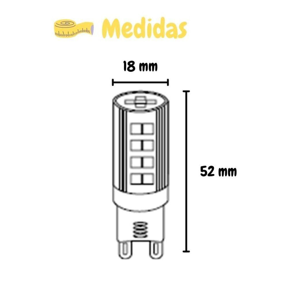 Kit 6 Lâmpadas De Led G9 7w Branco Quente 3000k Para Lustres E Arandelas