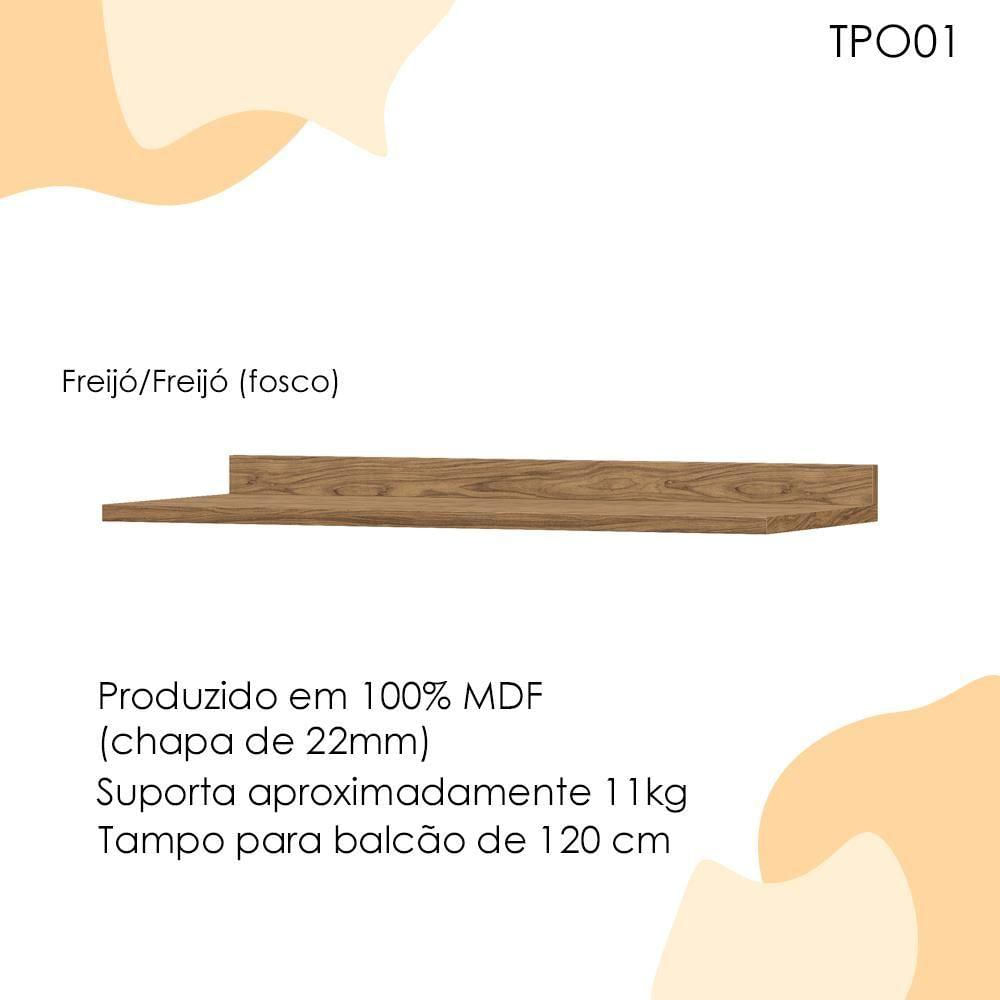 Tampo Para Balcao Mdf 120 Cm Tosc Tpo01 Freijo Freijo Mxm Freijo Freijo