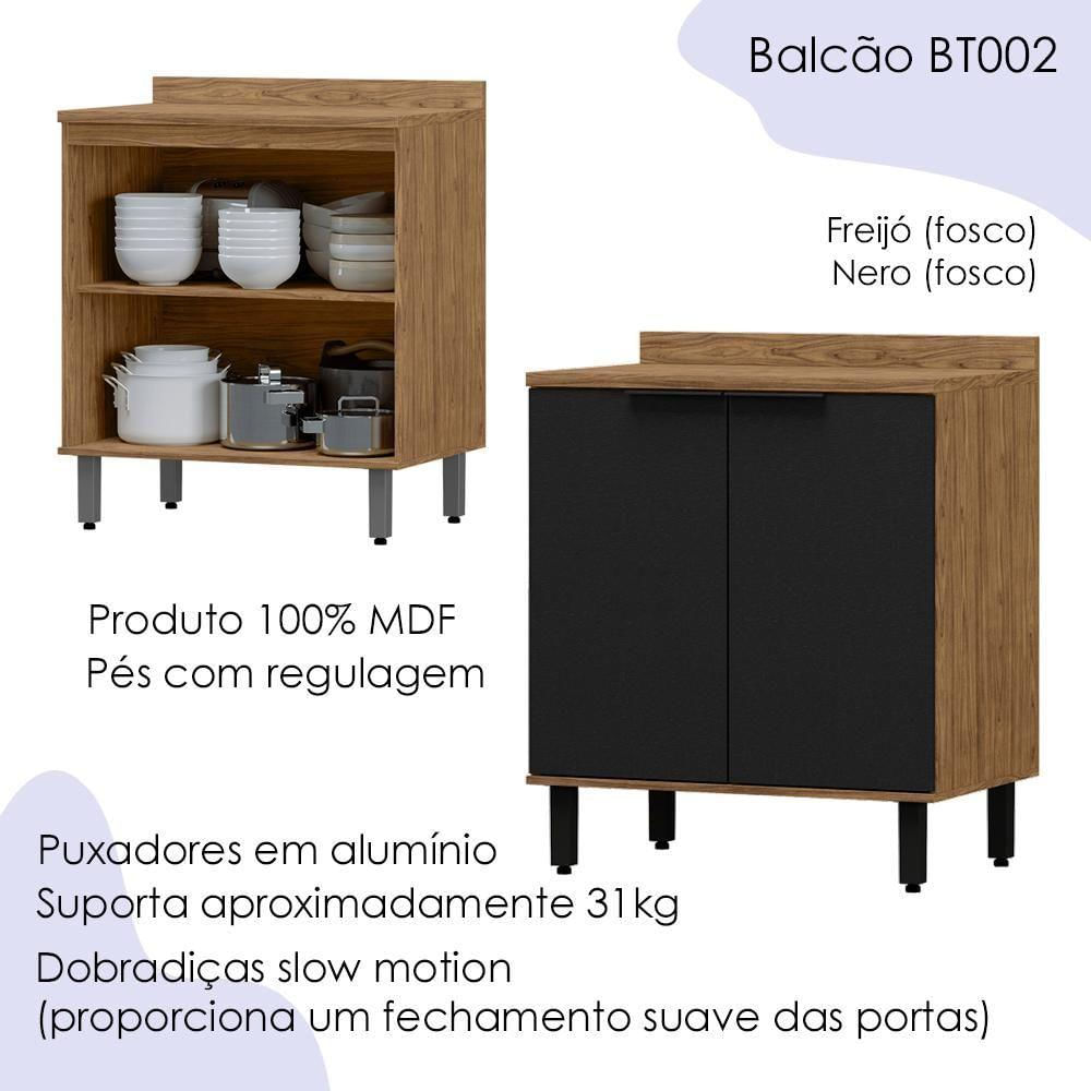 Balcao Com Tampo Mdf 80 Cm 2 Portas Tosc Bt002 Freijo Nero Mxm Freijo Nero