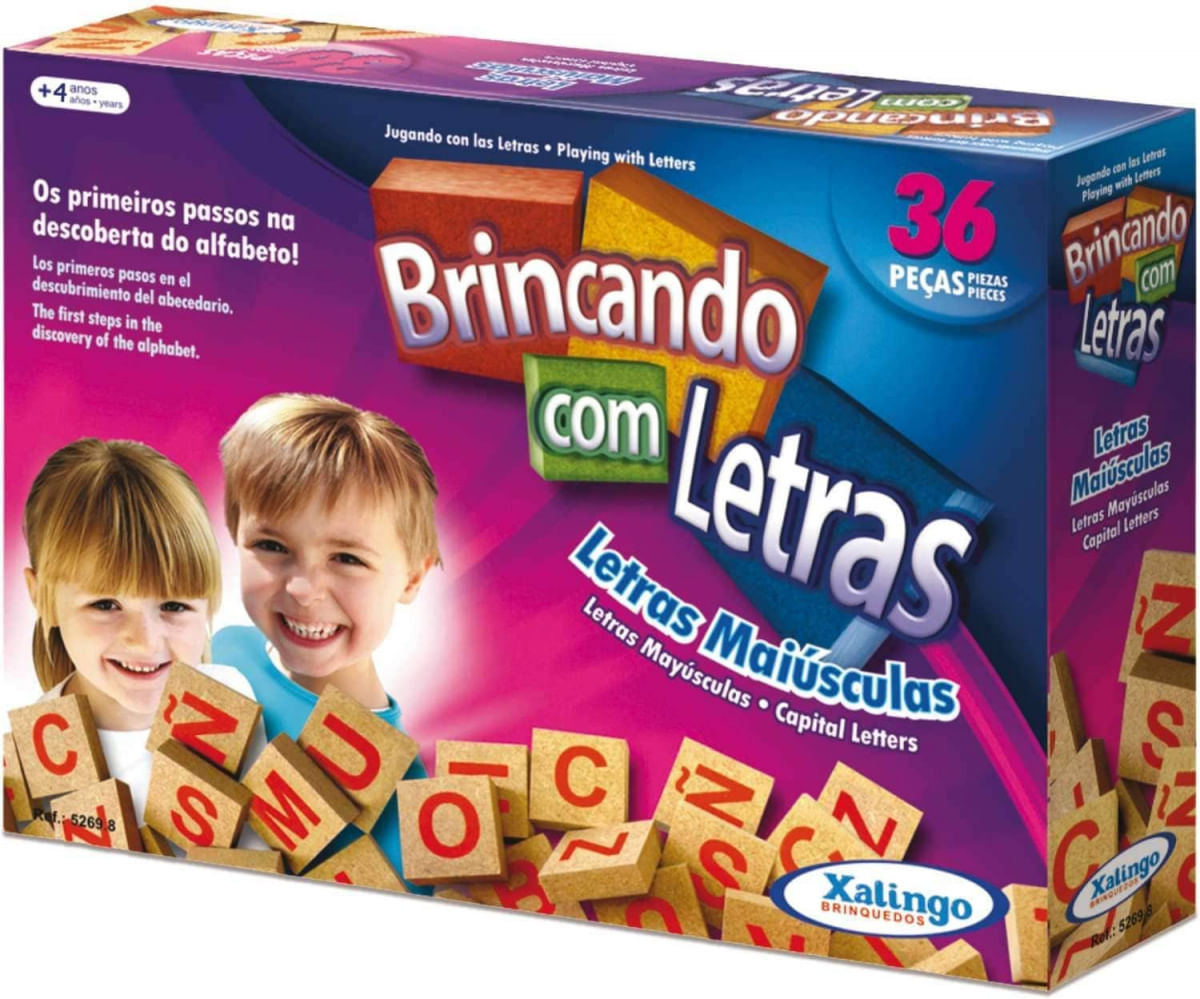 Brinquedo Educativo Brincando com Letras Maiúsculas 36 pçs Xalingo