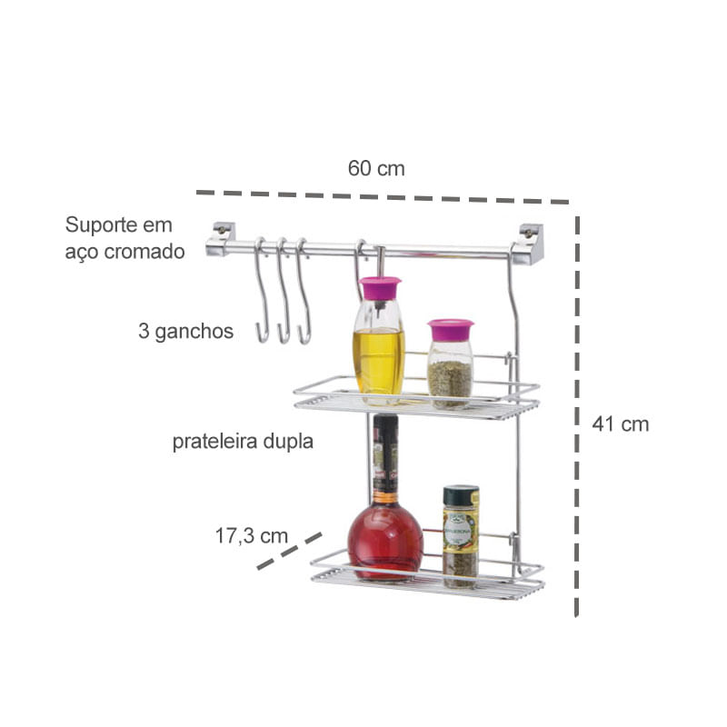 Suporte de Cozinha e Porta Temperos Saleiro Pimenteiro Inox