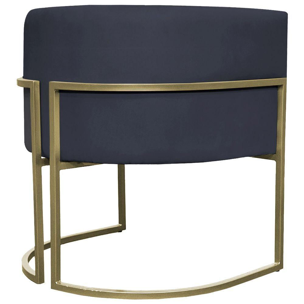 Poltrona Decorativa Recepção Luna Suede Base Ferro Champagne Preto Suede