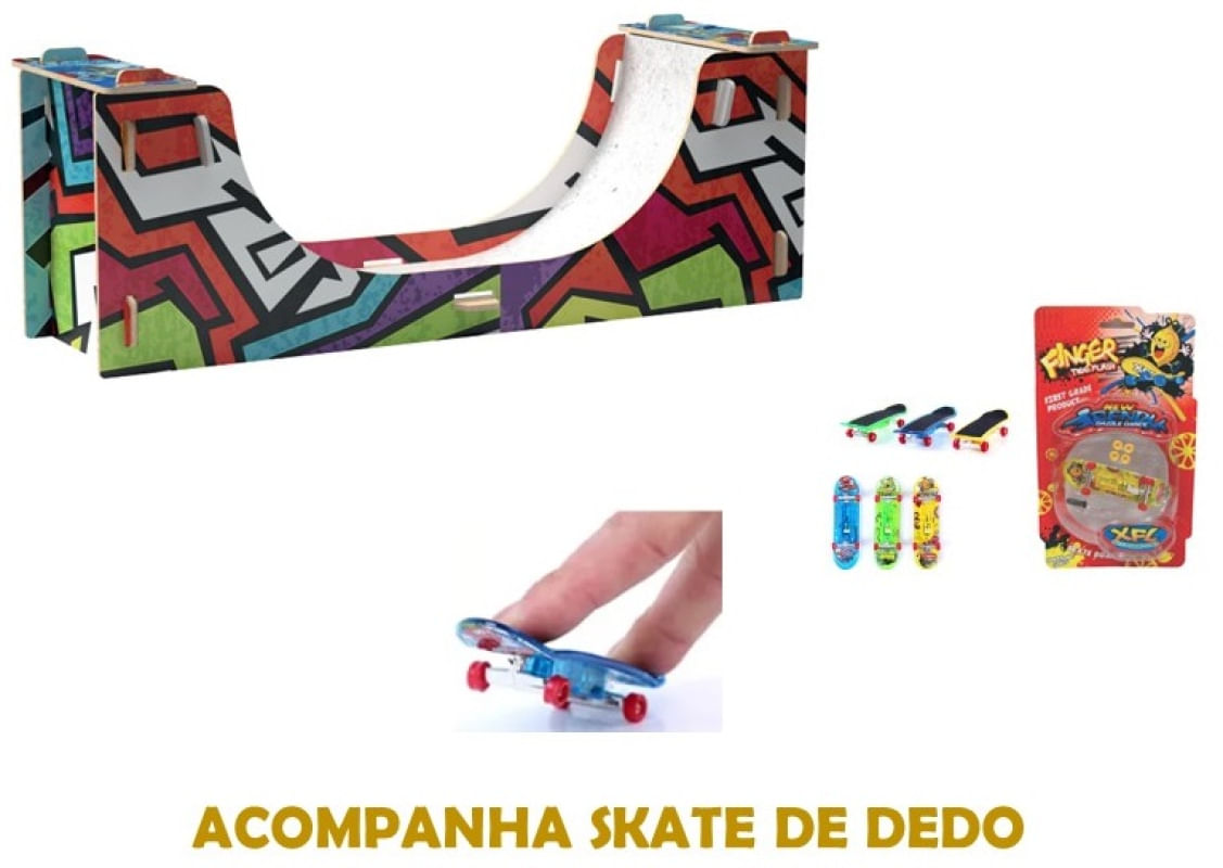 PISTA PARK C/ SKATE DEDO HALF PIPE - BRINCADEIRA DE CRIANÇA