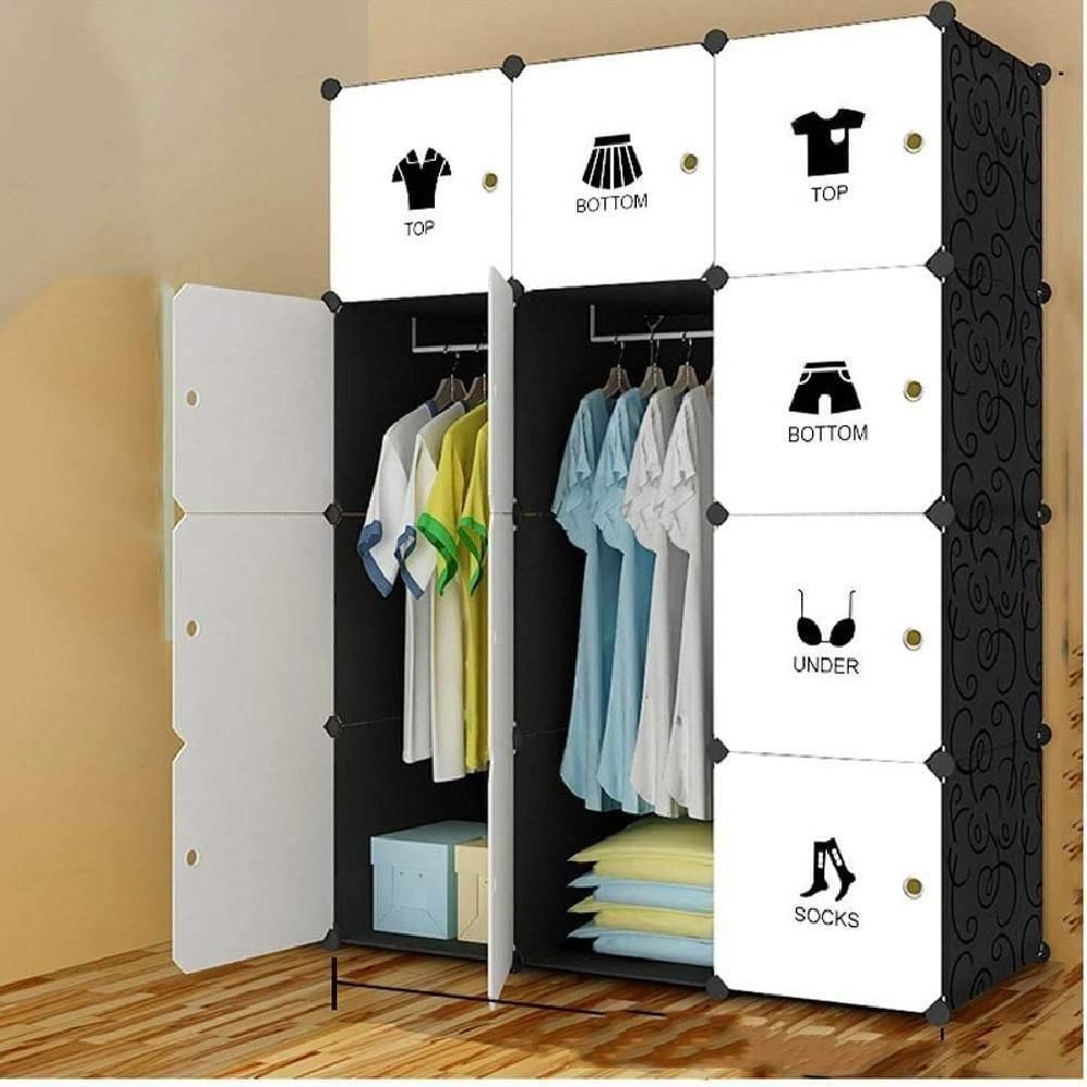 Guarda Roupa Portatil Armario Modular Cabideiro Arara 12 Portas Prateleira Organizador Brinquedos Roupeiro