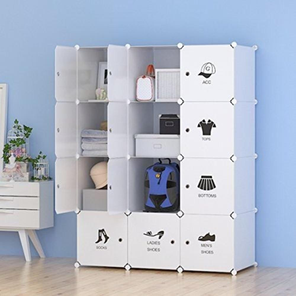 Guarda Roupa Portatil Armario Modular Cabideiro Arara 12 Portas Prateleira Organizador Brinquedos Roupeiro