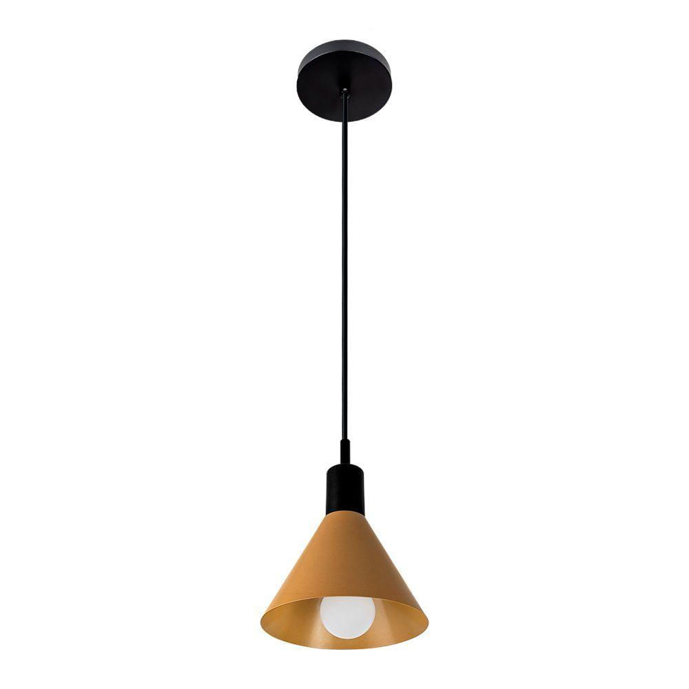 Lustre Pendente Blumenau Toni E27 Bivolt Preto-dourado