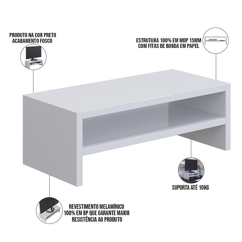 Kit 03 Suportes Para Monitor Stand Home Office Lap 63 Cm L03 Branco - Lyam