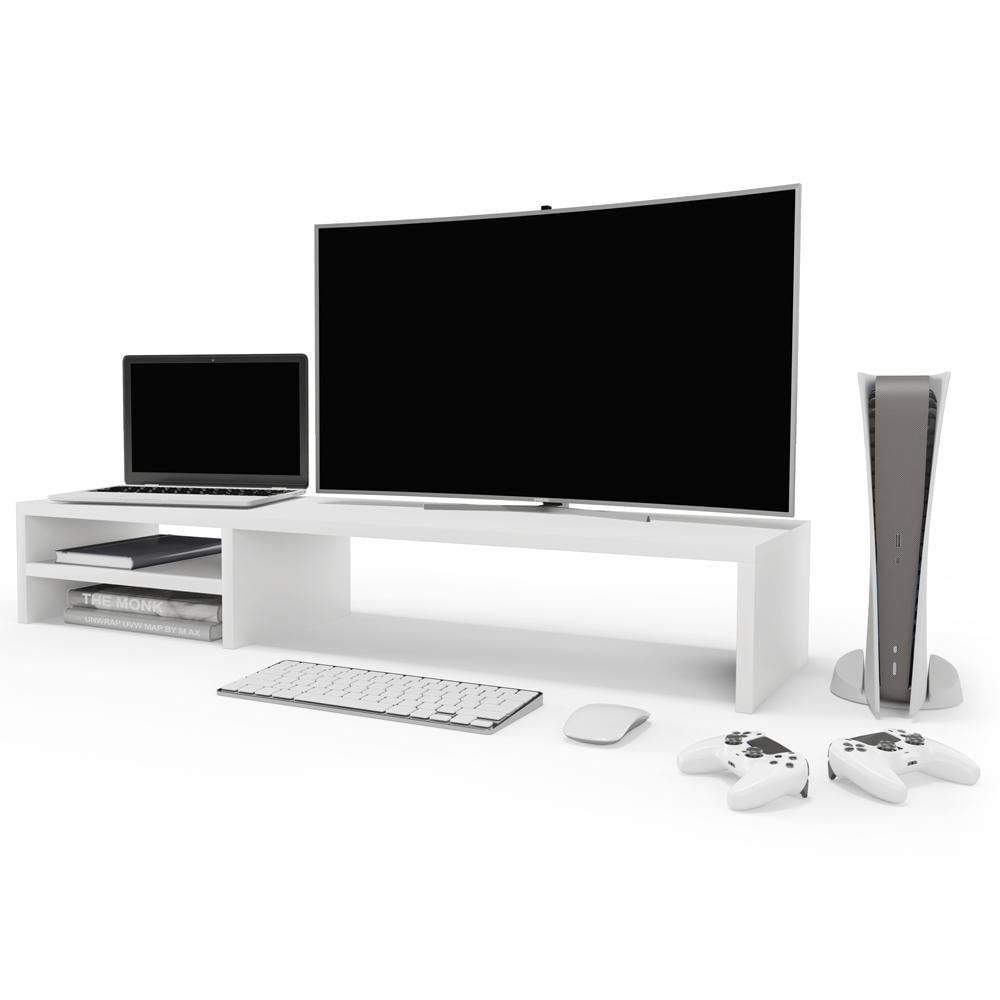 Kit 03 Suportes Para Monitor Stand Home Office Lap 90 Cm L03 Branco - Lyam