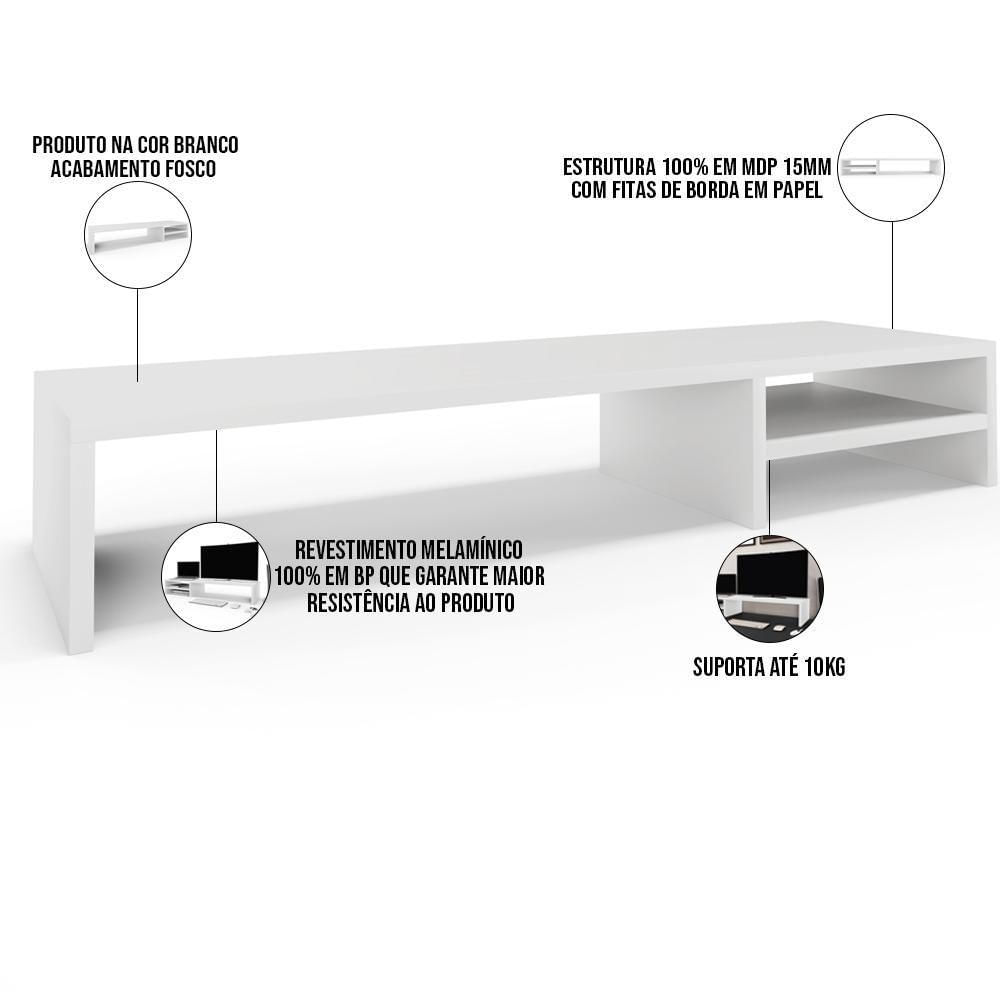 Kit 03 Suportes Para Monitor Stand Home Office Lap 90 Cm L03 Branco - Lyam