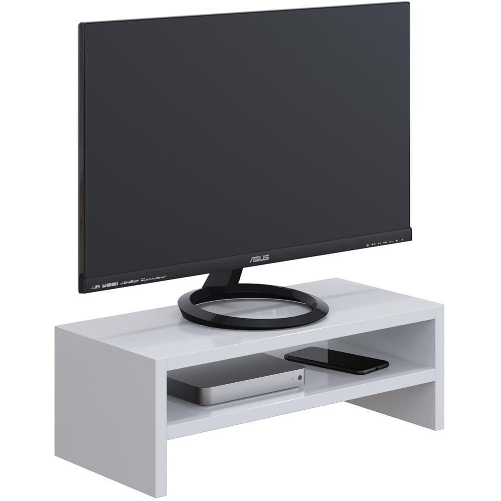 Kit 02 Suportes Para Monitor Stand Home Office Lap 63 Cm L03 Branco - Lyam