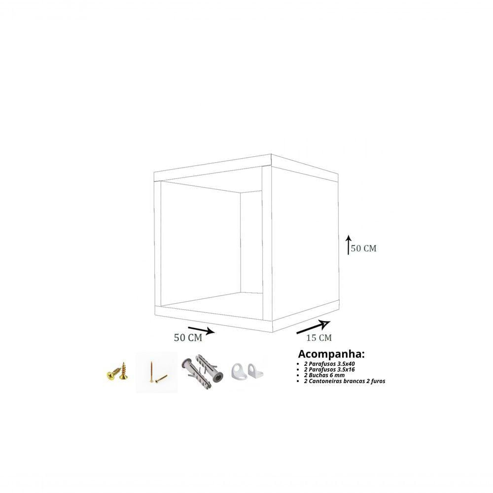 Kit 3 Nicho Decorativo 50x50x15 Cm Preto Em Mdf