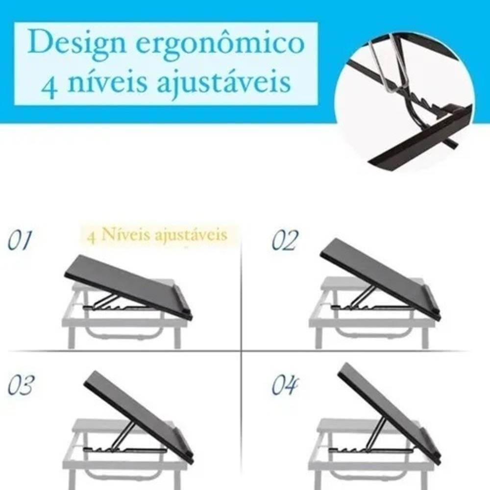 Suporte Para Notebook Mesa Em Madeira Cama Ajustavel Multifuncional Sofa Apoio Home Office Dobravel Azul