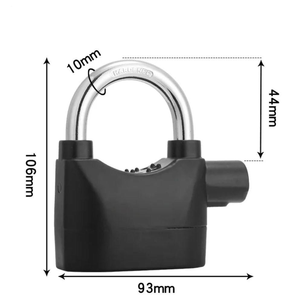 Cadeado Com Alarme Sirene Anti Furto 110dba Som Alto Trava Sonoro Bike Moto Portao A Prova Agua Super Protecao E Seguran