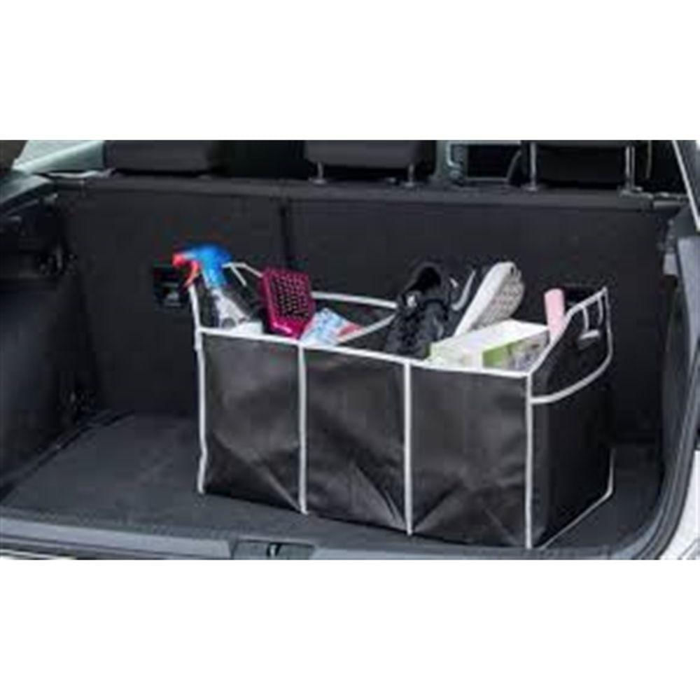 Organizador De Porta Malas Carro Sacola Bolsa Organizadora Compras Com 3 Divisorias E Bolsos Automotivo