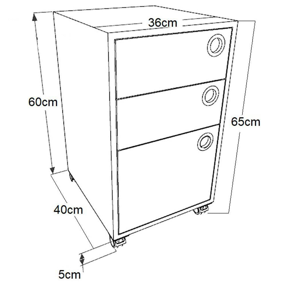 Gaveteiro 36 Cm Para Escritorio 3 Gavetas Gv5030 Mell Arenas Faem Mell Arenas