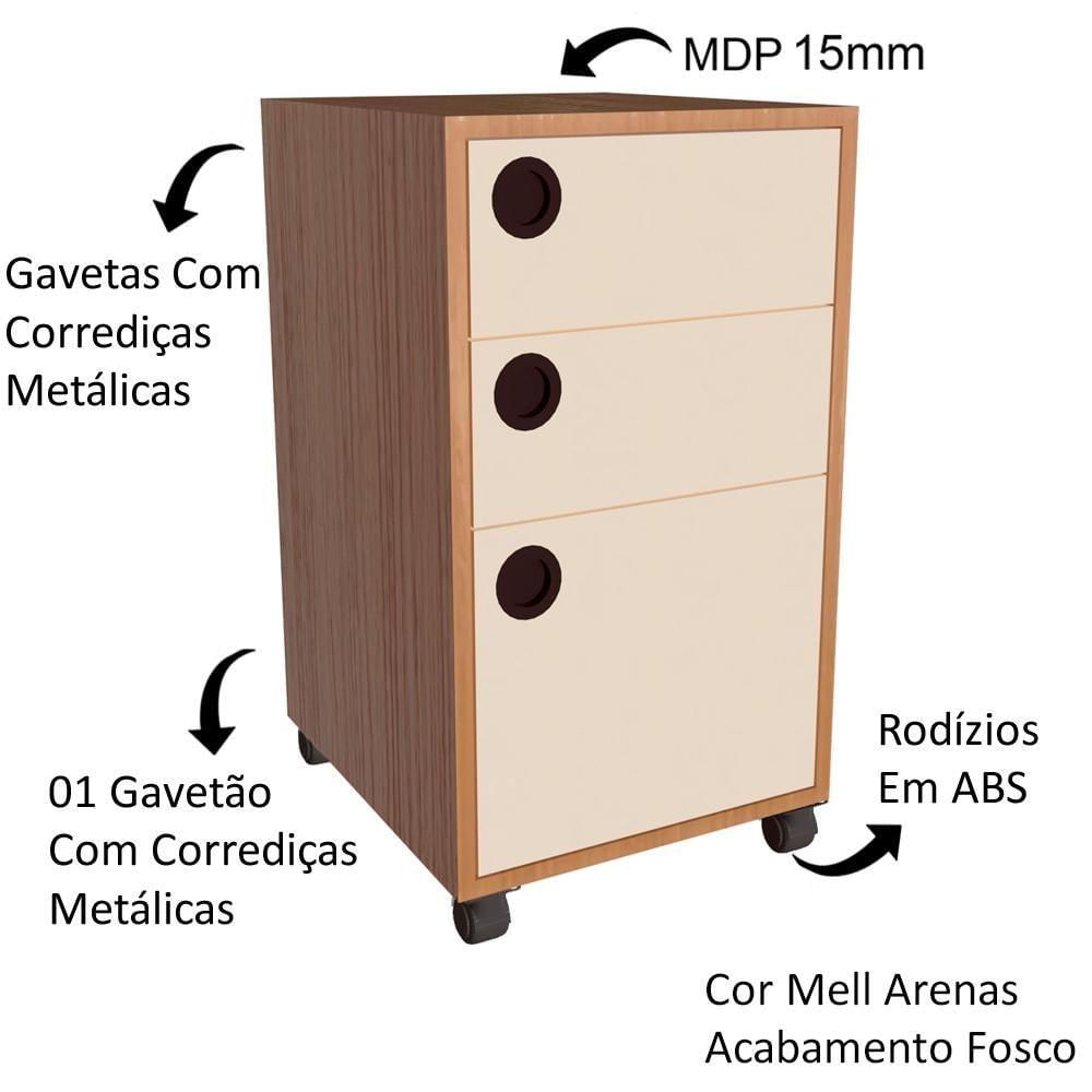 Gaveteiro 36 Cm Para Escritorio 3 Gavetas Gv5030 Mell Arenas Faem Mell Arenas