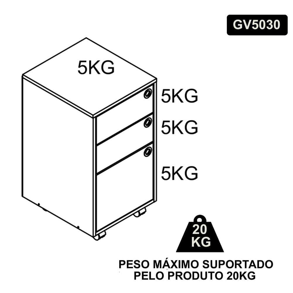 Gaveteiro 36 Cm Para Escritorio 3 Gavetas Gv5030 Mell Arenas Faem Mell Arenas