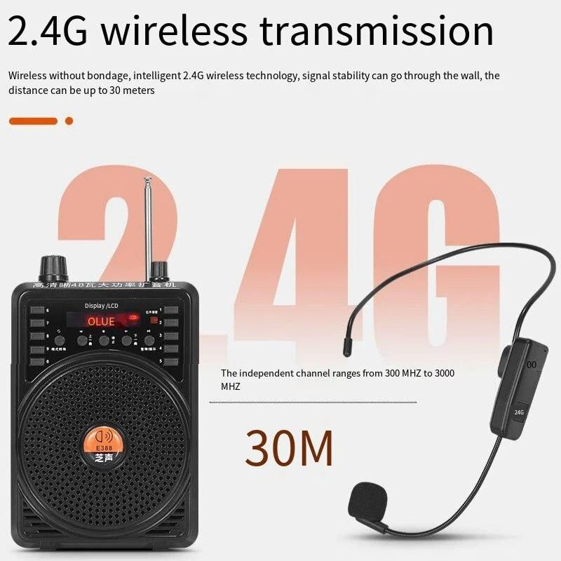Amplificador Bluetooth com Microfone Sem Fio 48W para Professores e Guias Com fio - Reino Unido