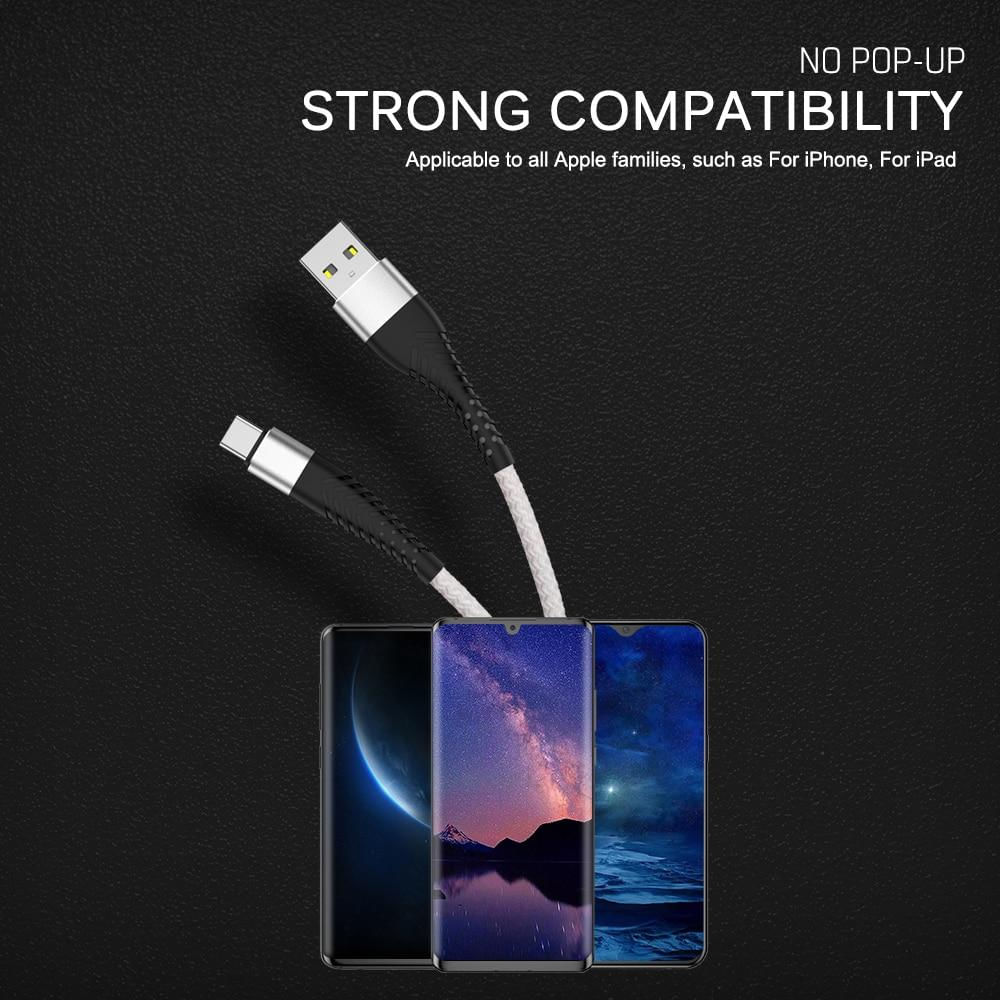 Cabo USB Tipo C para Carregamento Rápido de 1m para iPad, Samsung, Huawei, Xiaomi 2m / branco