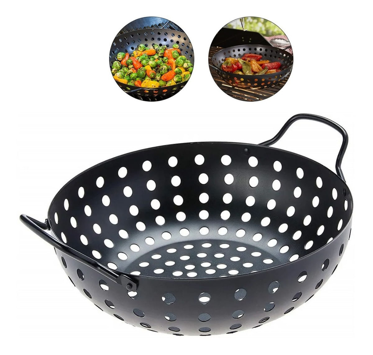 PANELA WOK PARA GRELHAR EM CHURRASQUEIRA PRETA PRANA GP70