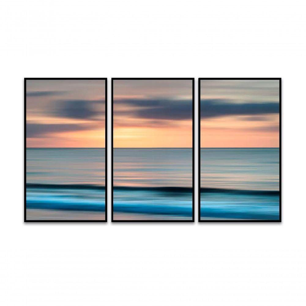 Kit Com 3 Quadros Decorativos 60x40 Cm Por Do Sol Mar