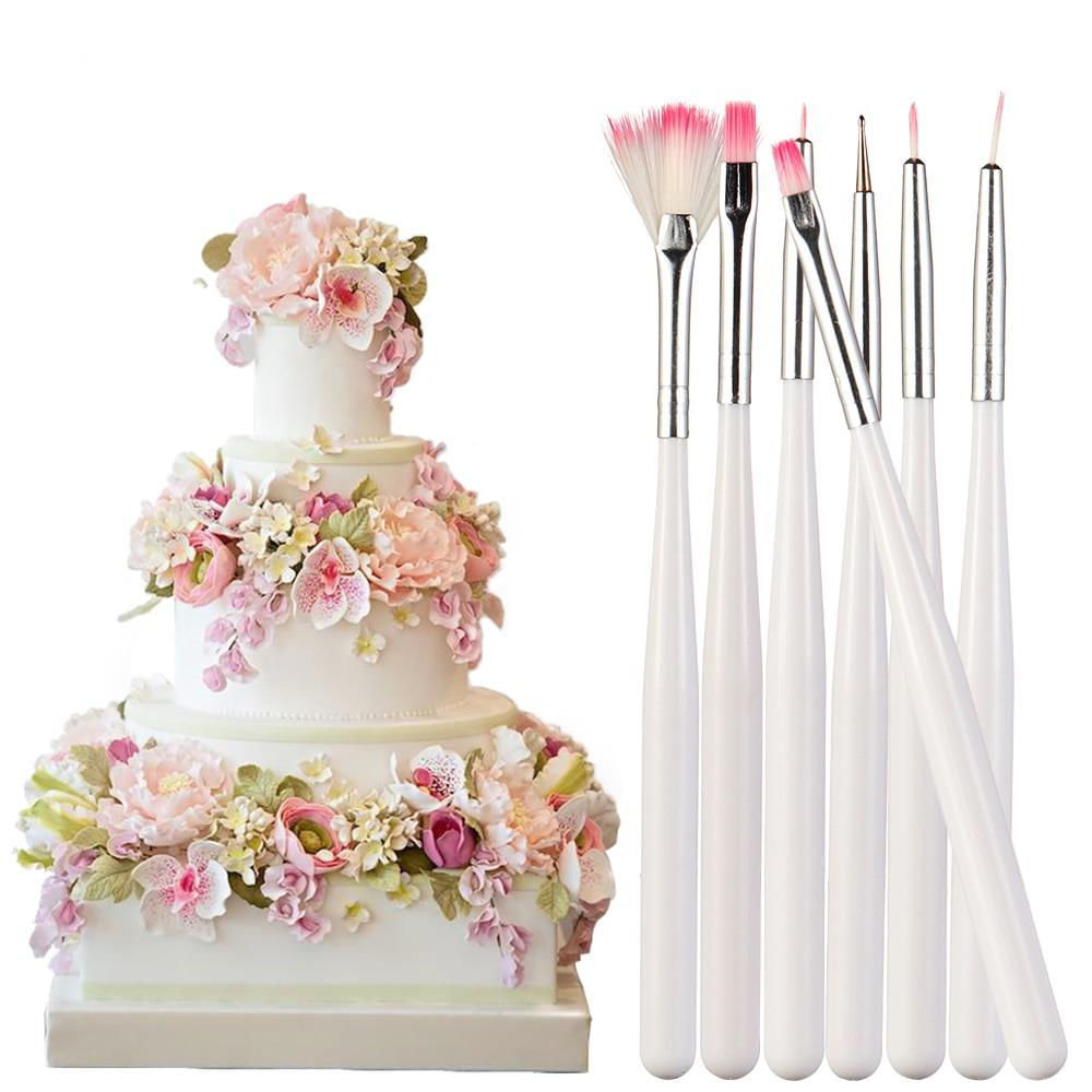 Conjunto de 7 Pincéis de Pintura para Decoração de Bolos branco