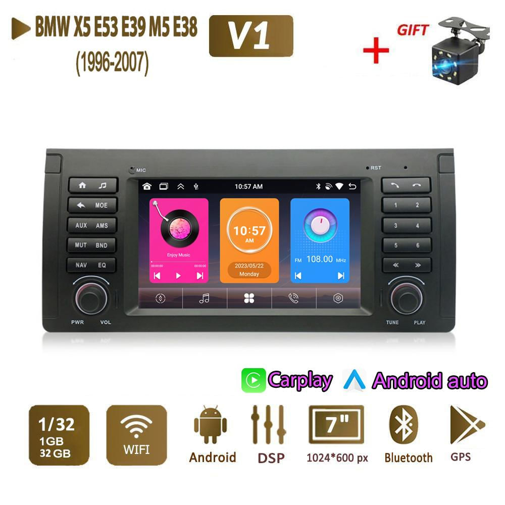 Reprodutor Multimídia para Carro BMW X5 E53 E39 M5 E38 1996-2007 2 Din Android Carplay GPS 2+64GB / preto