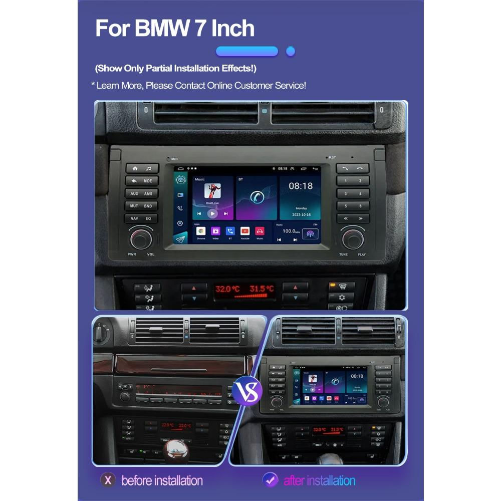 Reprodutor Multimídia para Carro BMW X5 E53 E39 M5 E38 1996-2007 2 Din Android Carplay GPS 2+64GB / preto