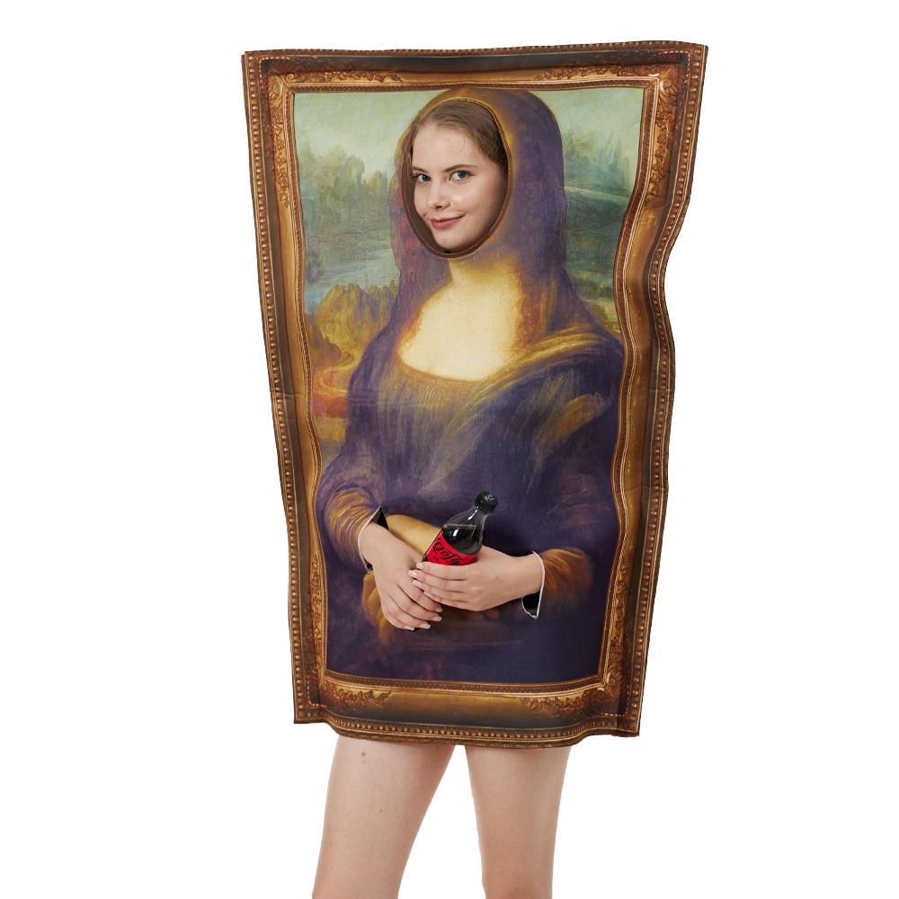 Fantasia Engraçada de Mona Lisa para Mulheres - Fantasia de Pintura Famosa