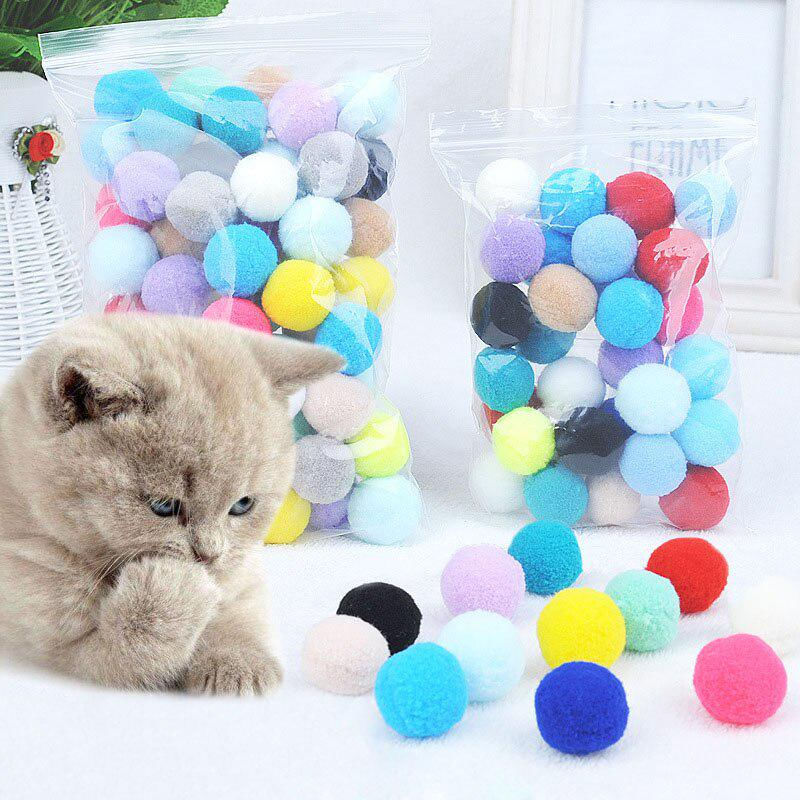 Brinquedo Interativo para Gato Bola de Pelúcia Colorida 50 peças