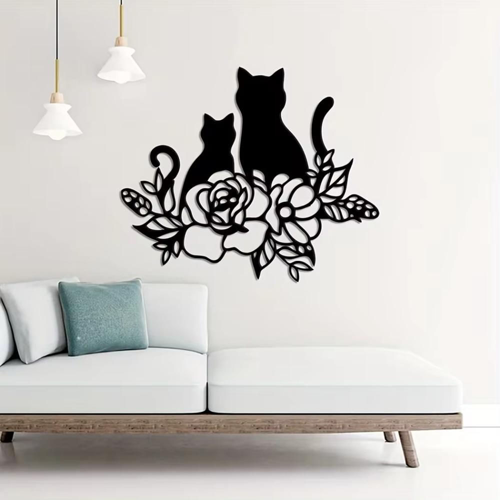 Placa de Metal para Amantes de Gatos, Decoração Estilosa para Casa e Quarto