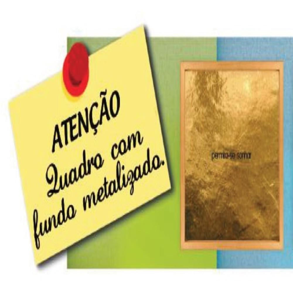 Quadro Decorativo Motivacao Permita-se Sonhar Fundo Metalizado 40cm Com Moldura Sala Consultorio Escritorio