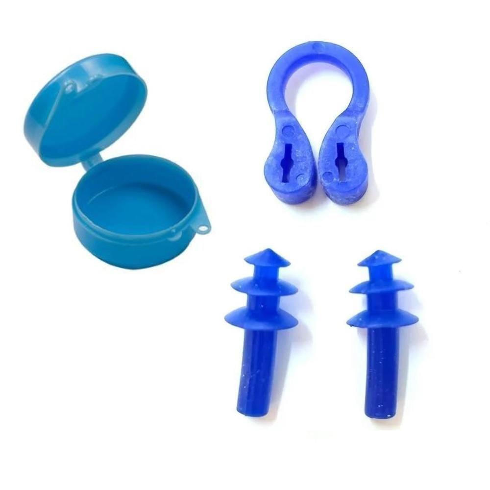 Kit Protetor De Ouvido Tampao Nariz Prendedor Nasal Anatomico Natacao Adulto Infantil Auricular Com Suporte