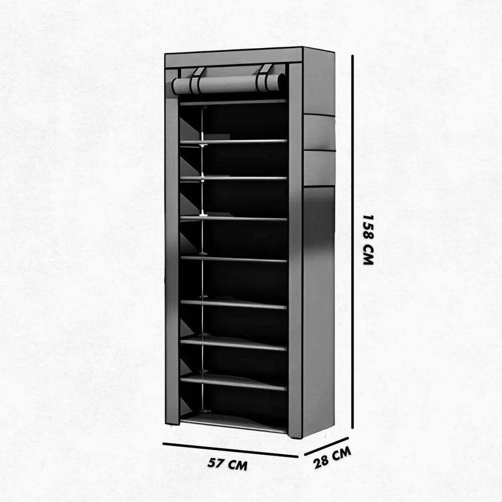 Sapateira Multiuso Calçados 9 Andares Porta Desmontável Cinza