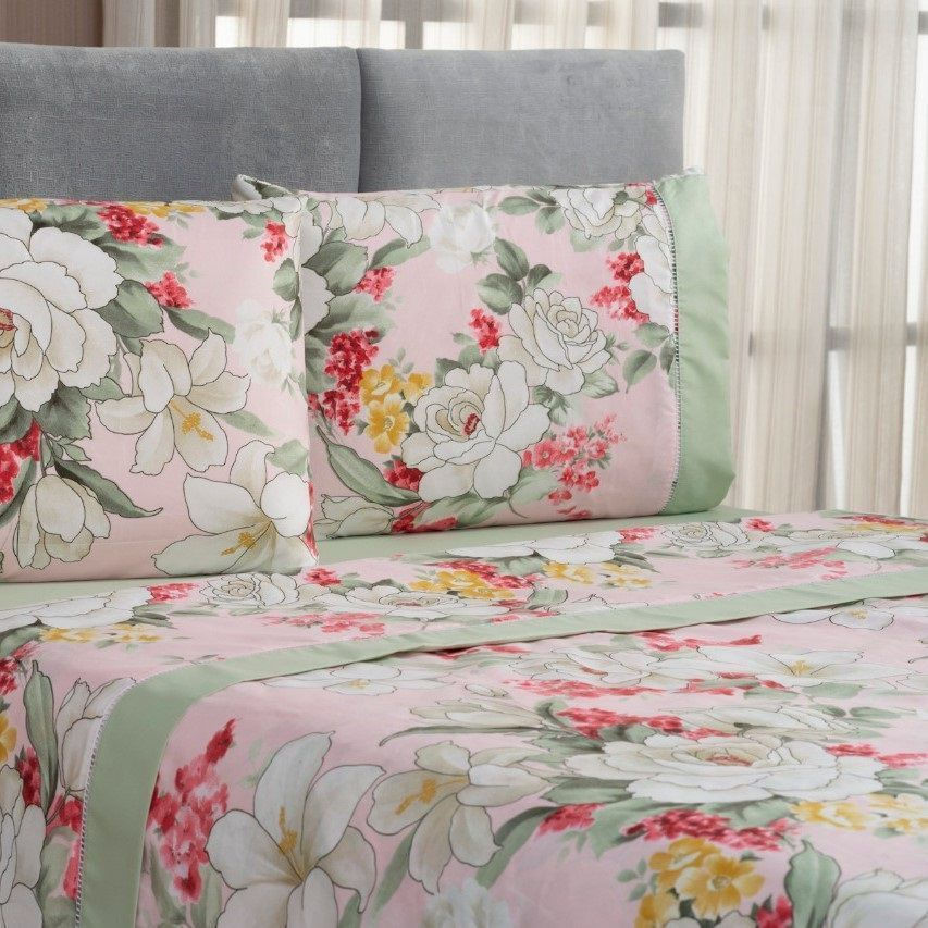 Jogo De Cama Estampado Micropercal 200 Fios Naturale Casal 04 Peças - Killy