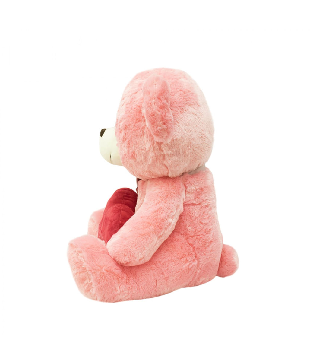 Urso Rosa Com Laço Coração Te Amo 45cm - Pelúcia - Tudo em Caixa